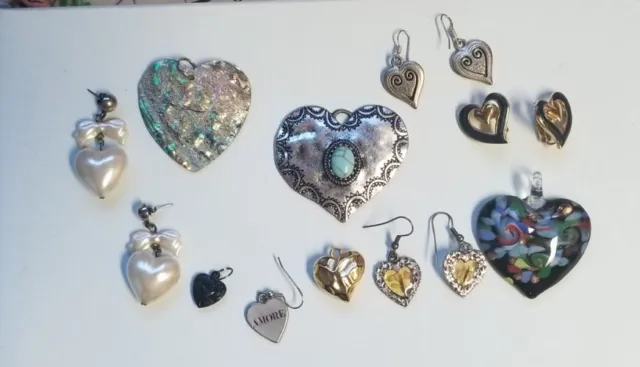 Lot of Hearts / Pendants, Earrings Abalone, Murano Glass