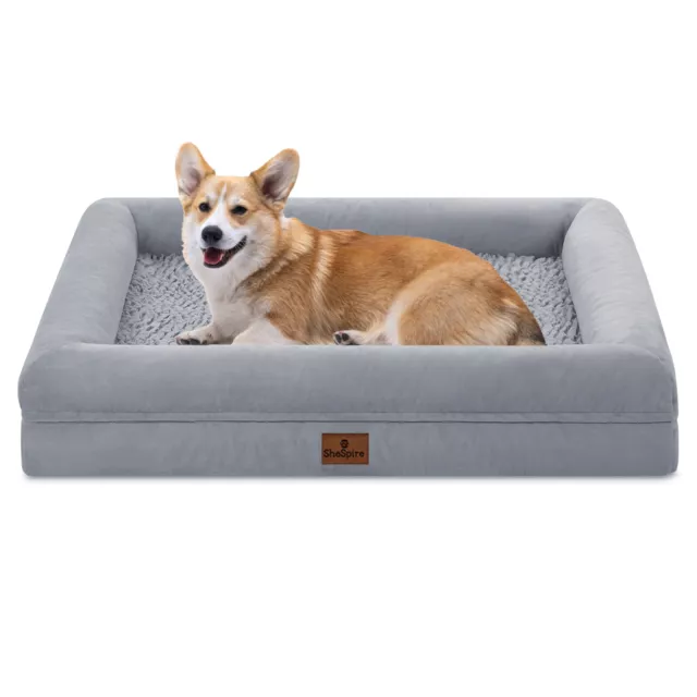 Gray Orthopedic Medium Dog Bed Pet Sofa w/ Removable Cover & Memory Foam Bolster