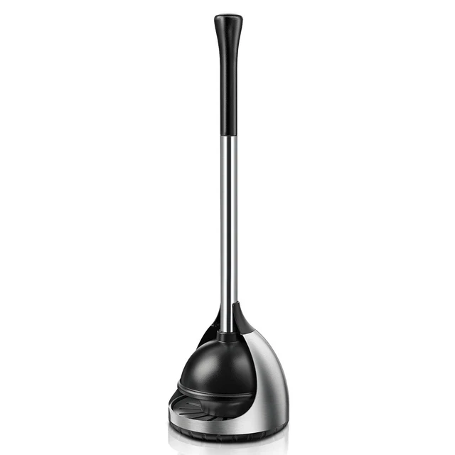 HOMEMAXS Toilet Plunger with Drip Tray 304 Stainless Steel Freestanding Toilet