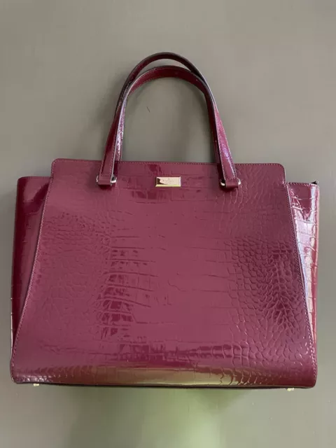 Kate Spade Women’s Eva Large Burgundy Leather Zip Closure Satchel Bag