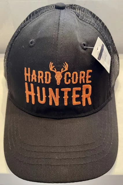 Hard Core Hunter Hat Black Orange Hunting Cap One Size Adjustable Snapback