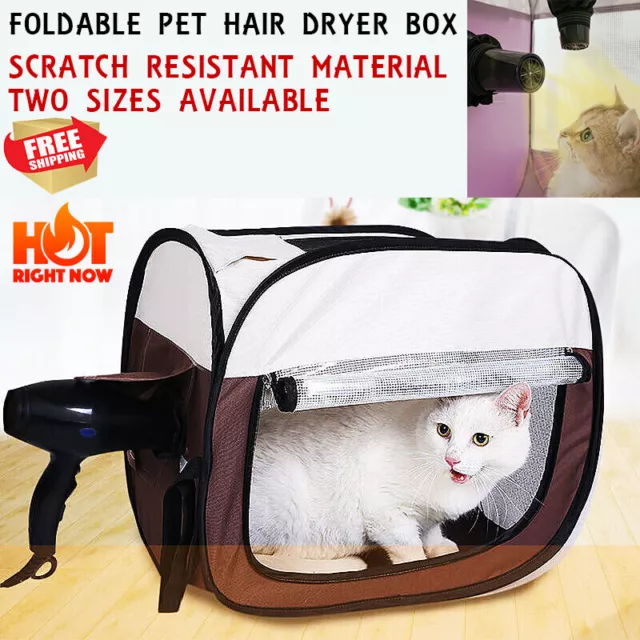 Pet Hair Drying Box Portable Foldable Dry Room Clean Grooming House Dryer Cage