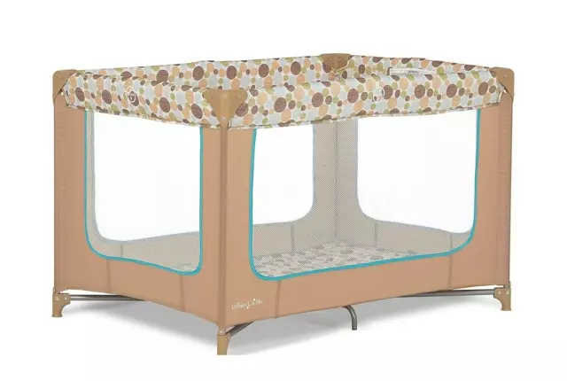 Dream On Me Zodiak Portable Playard in Coffee and Blue, Lightweight, Packable