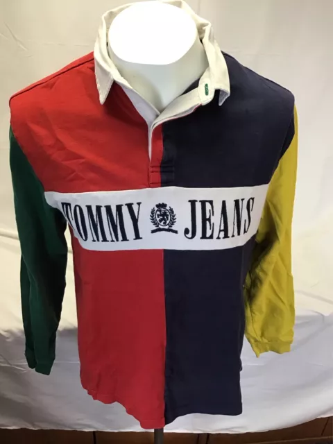 Vintage Tommy Hilfiger Jeans Colorblock Long Sleeve Polo Shirt, Size M/L