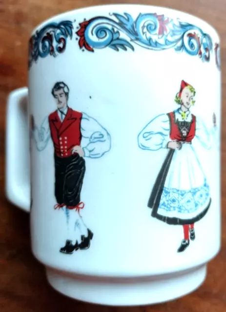 Vintage Figgjo Flint Folk Hardanger Dancers Ceramic Mug