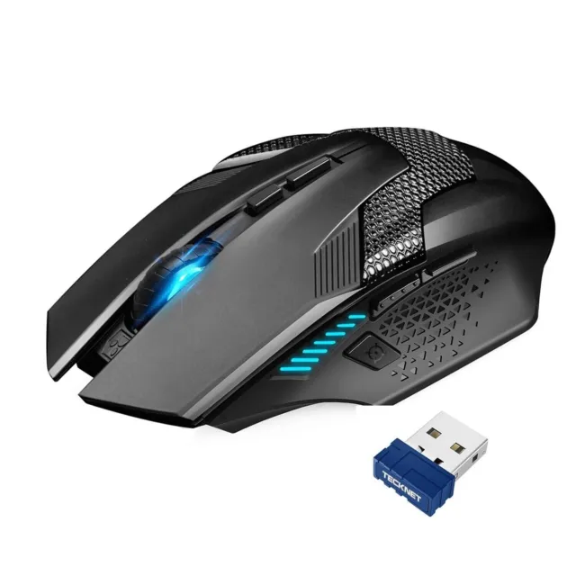 Mouse da gioco wireless TECKNET 2,4 G mouse ottico USB, 8 pulsanti 4800 dpi