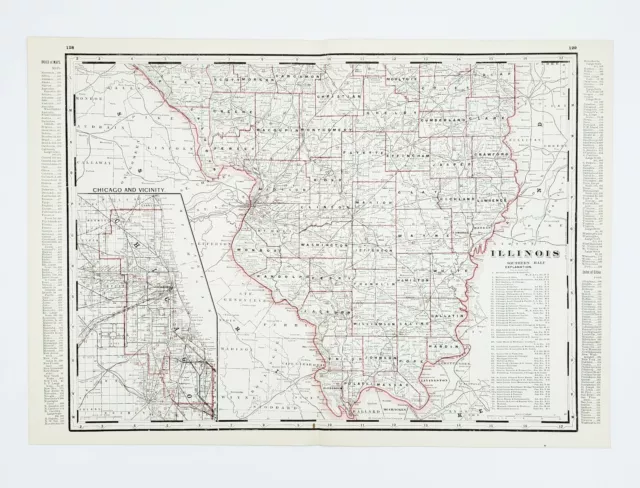 Crams Railway System Atlas Map Southern Illinois State 1895