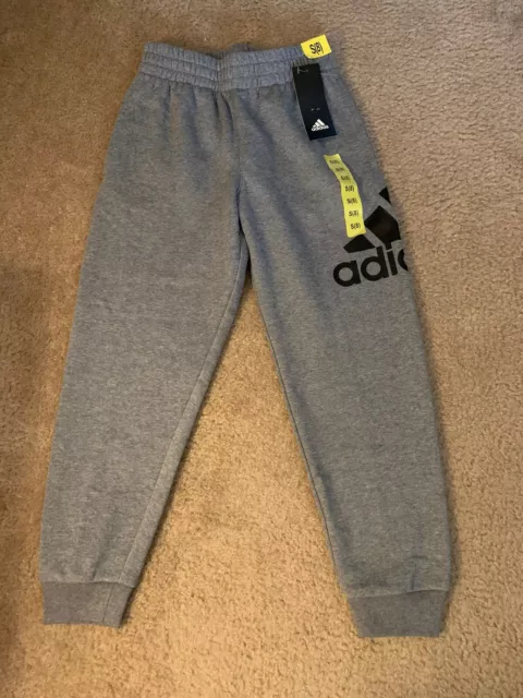 Adidas Youth Fleece Jogger Sweatpants for Boys Size S 8 Grey