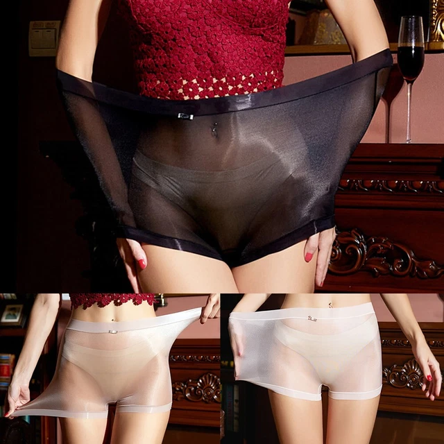 1 PC  Women Oil Sheer Glossy Boxer Silky Smooth Pants Underwear Panties