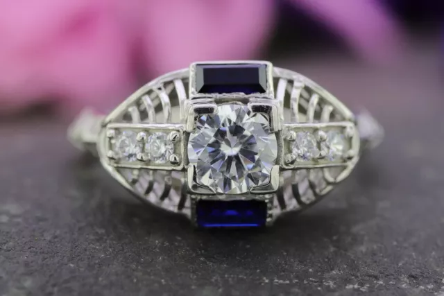 2.77 Carat Round Cut Lab-Created Charming Antique Openwork Filigree Vintage Ring