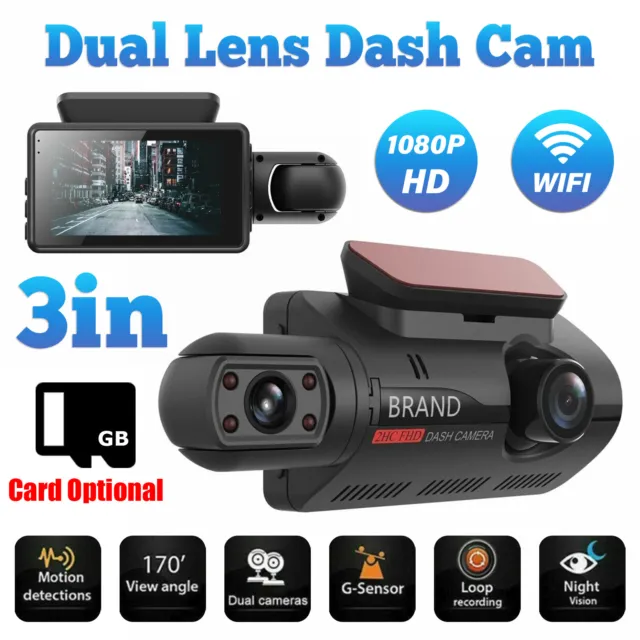 1080P Dual Lens Car DVR Dash Cam Video Recorder G-Sensor Front Inside Camera HD