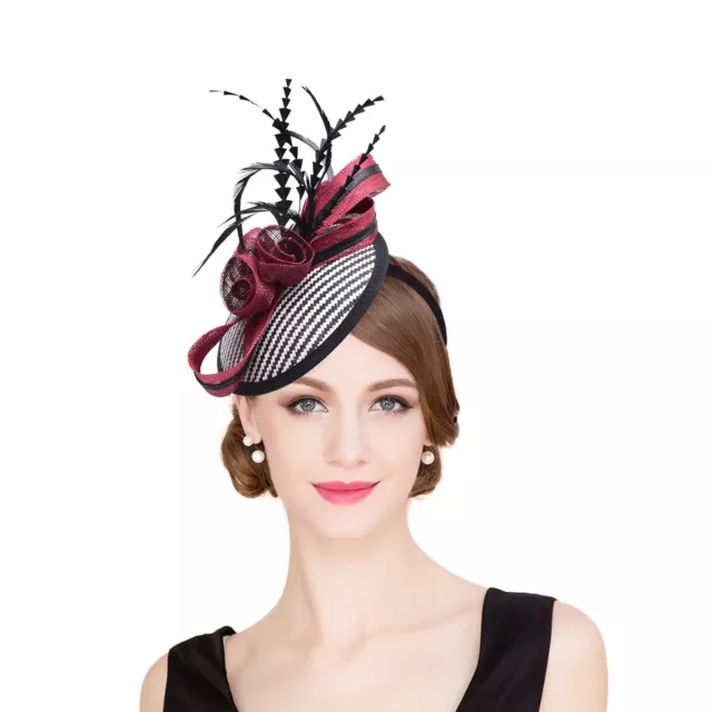 Womens Sinamay Raffia Fascinator Cocktail Hat Headpiece Kentucky Derby T221