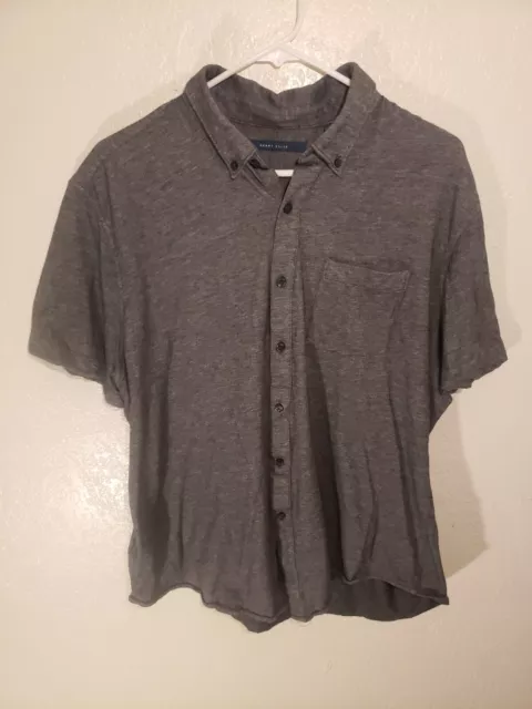 Perry Ellis Short Sleeve Button Down Pocket Shirt Mens XL Gray 100% Cotton