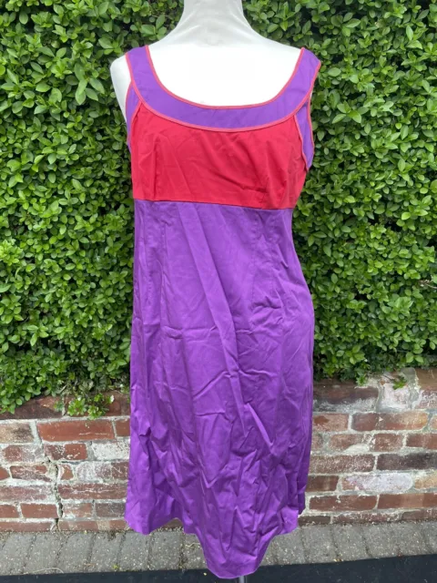 Boden Women's Pink Purple Color Block Sleeveless Cotton Dress Size UK 12R
