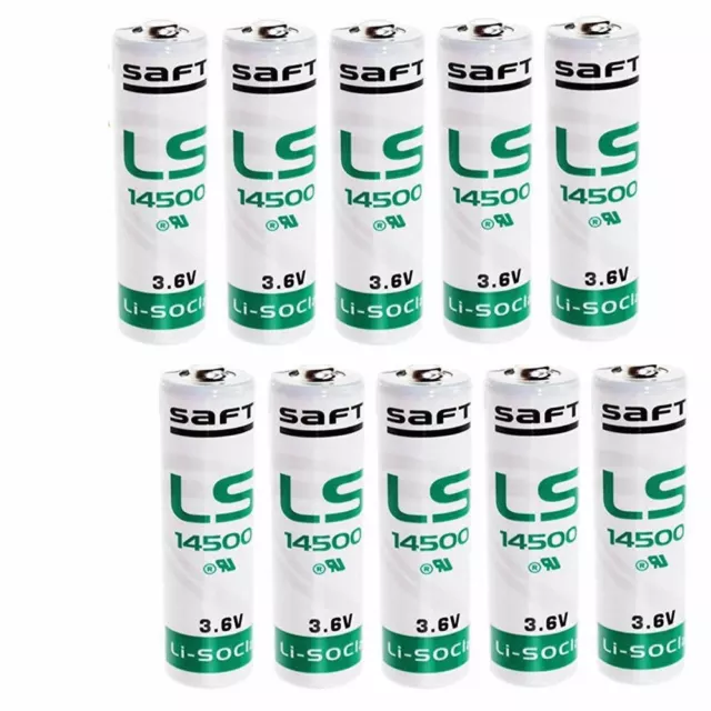 10x Saft LS 14500 Lithium Einweg-Batterie AA Mignon 3.6V 14505 für Alarm