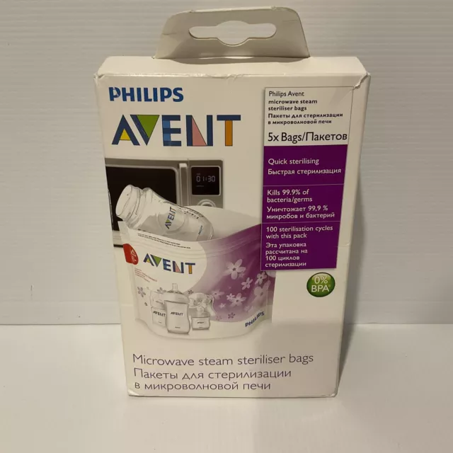 Philips Avent Microwave Steam Steriliser Bags X 5 BNIB Quick Sterilising