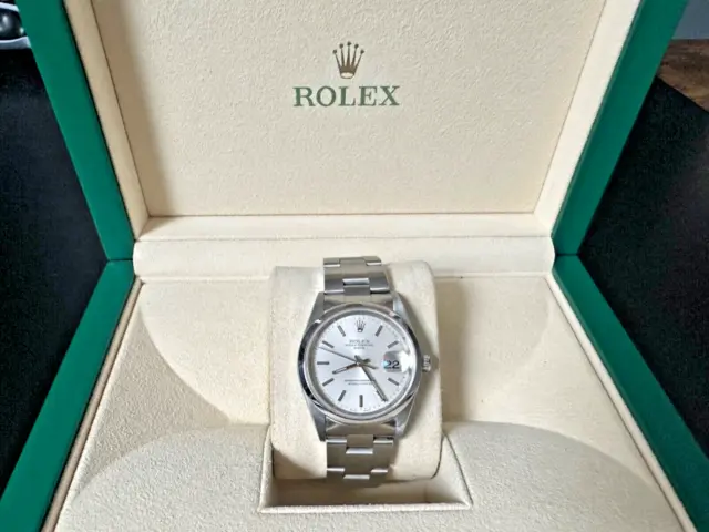 Superb Gents 1999 Rolex Oyster Perpetual Date Watch. Full Set Including Warranty