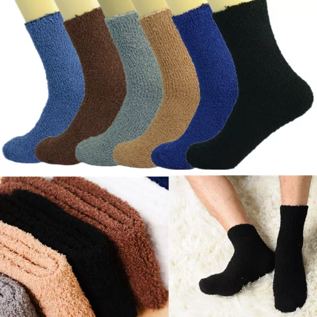 3-10 Pairs For Mens Soft Cozy Fuzzy Socks Solid Winter Home Slipper Size 9-13