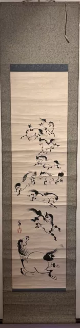 JAPANESE HANGING SCROLL ART Painting kakejiku Horse #M113