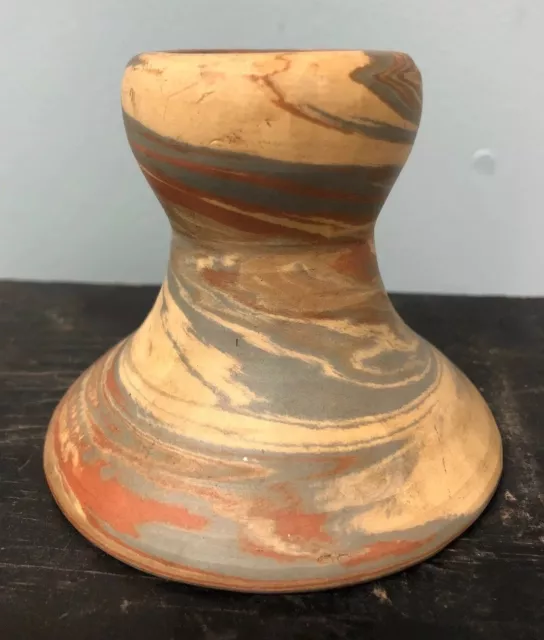 {I-6} Niloak(?) Missionware Unmarked Pottery Swirl  Candle Holder?