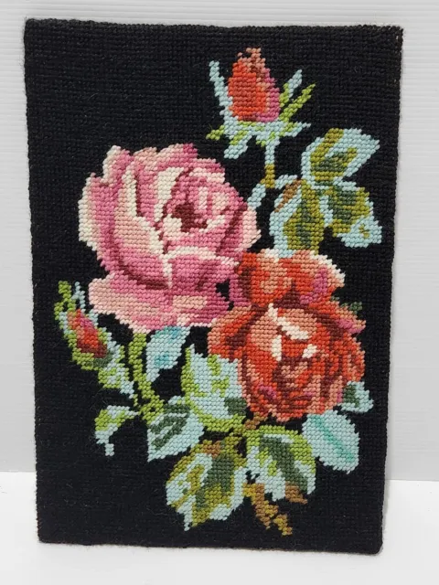 Vintage Rose Tapestry Completed & Mounted 30cm x 20cm Ready to Frame   (B4)