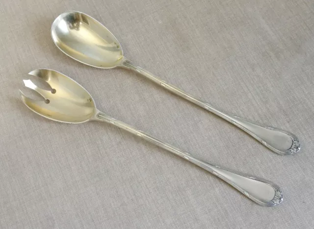 Couvert à Salade en Argent Massif Fin XIXe Antique Solid silver salad set