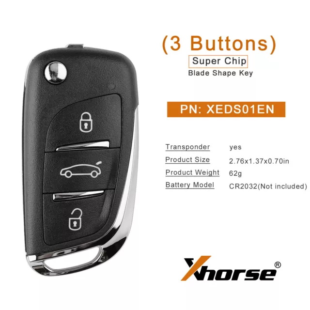 5× Xhorse XEDS01EN Super Remote Flip Key DS Style 3 Buttons for VVDI Key Tool