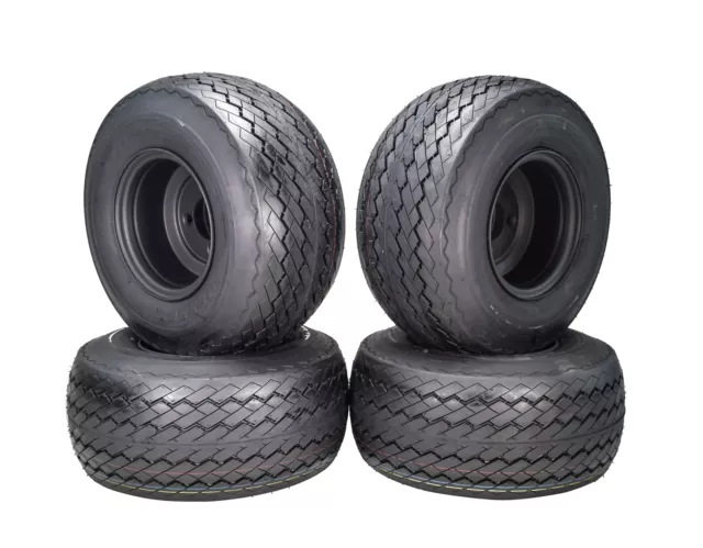 MASSFX 18x8.5-8 Golf Cart, Lawn & Garden Tire & Matt Black Wheel Kit (4 Pack)