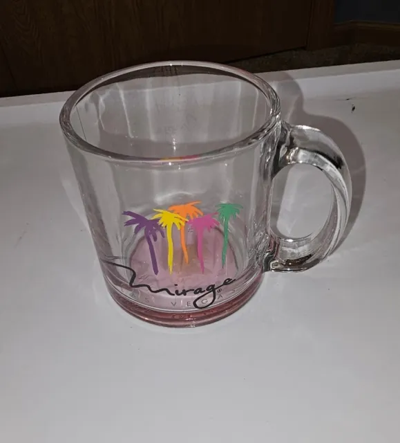 Las Vegas Mirage Casino Logo  Clear Glass Coffee Cup Mug. X1