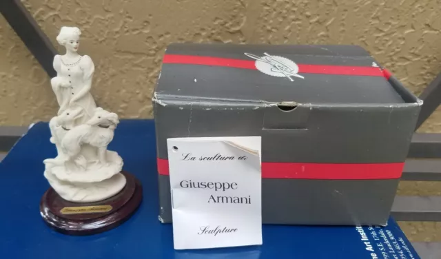 Vintage 1993 Signed Giuseppe Armani Sculpture Woman with Two Dogs. Original Box