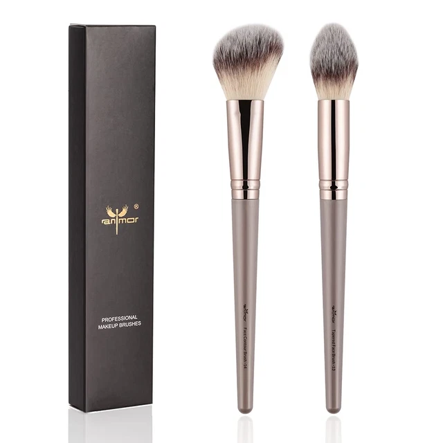 Anmor Contour and Highlighter Brush Set, Premium Blush Bronzer Face Makeup Brush