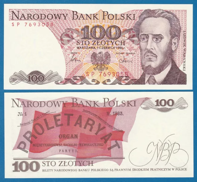 Poland 100 Zlotych P 143 e 1986 UNC Polska  (P-143e)