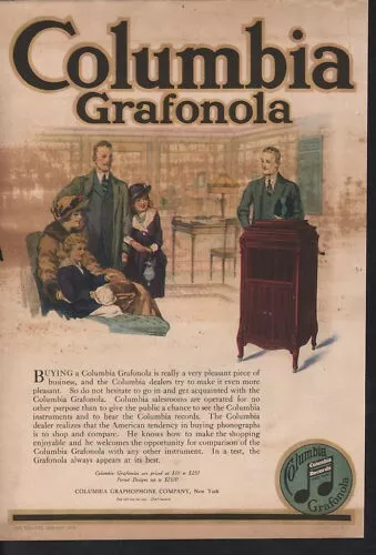 1918 Columbia Graphophone Grafonola Phonograph Record Player Music Ad 9951