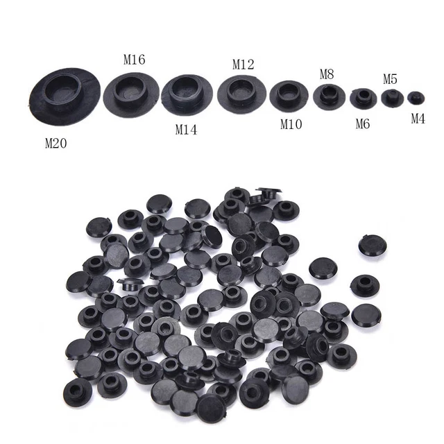 100PCS BLACK HEX Socket Allen Bolt Screw Nut Hexagon Head Cover Cap