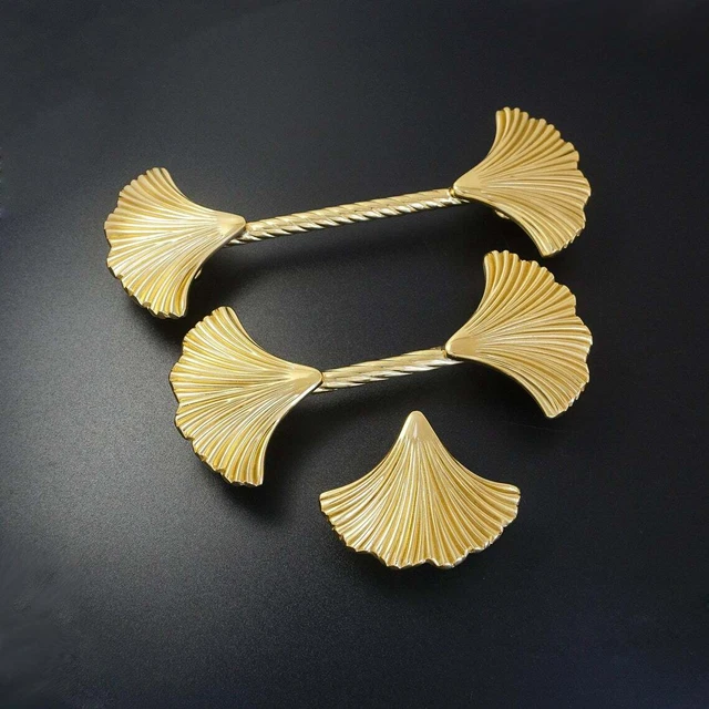 3.75" 5" Ginkgo style Brass Drawer Handles Dresser Knobs Cabinet Wardrobe Pulls