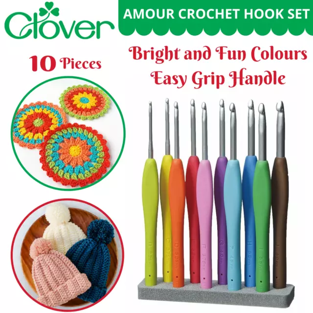 Juego de ganchos de ganchillo Clover Amour - 10 ganchos de agarre suave diferentes (2,25 mm - 6,0 mm)