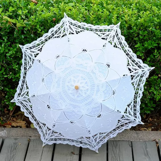 Hochzeit Spitze Regenschirm Baumwolle Stickerei Braut Sun Parasol Fotografie Neu