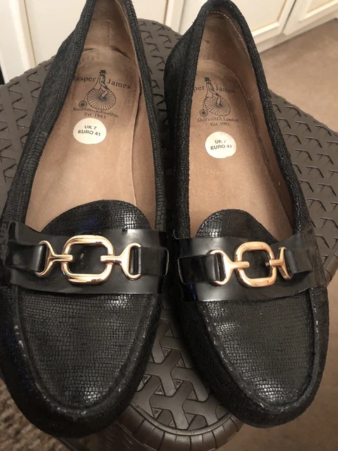 JASPER JAMES BLACK green snake effect real leather pointed flats
