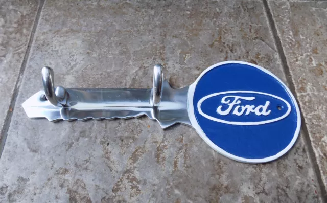 Superb cast polished Aluminium FORD Key Hook Holder Sign Garage Man Cave