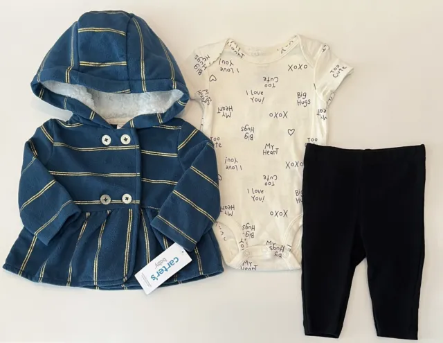 New Carters Baby Girl Clothes 3 Months Pants Set Bodysuit Cardigan Cute Outfit