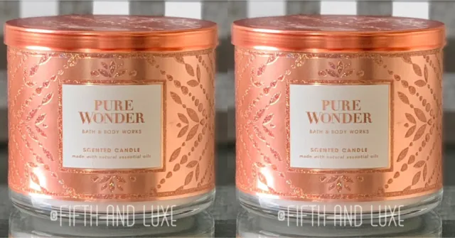 2 Pack~Bath & and Body Works PURE WONDER~3 Wick Candle~14.5 oz~Please Read
