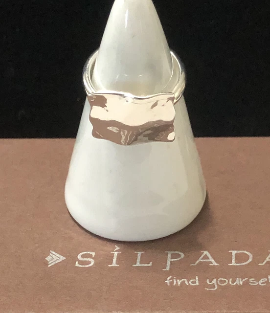 Silpada 925 Sterling Silver Hammered Square Root Ring R3358 Size 5.75