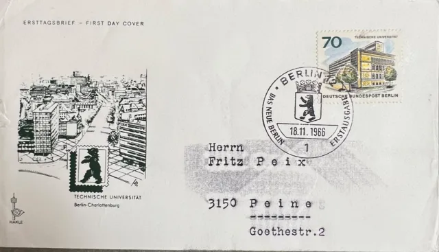 Technische Universität Berlin Charlottenburg 70 PF  1966 Ersttagsbrief
