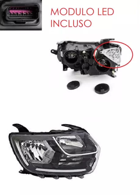 Faro Fanale Proiettore Luce Diurna A Led Pr Reg Elett Per Dacia Duster 01/18 Dx