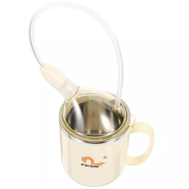 Stainless Steel Feeding Cup with Lid & Straw for Elderly & Disabled-IR