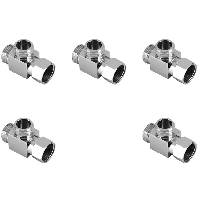 5X Adaptador de redireccionamiento de agua de latón 3 vías Instalación rápida ducha B7K1