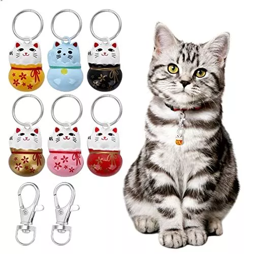 6 pcs Cat Collar Bells Fortune Cat Bells for Kittens Training with Breakaway