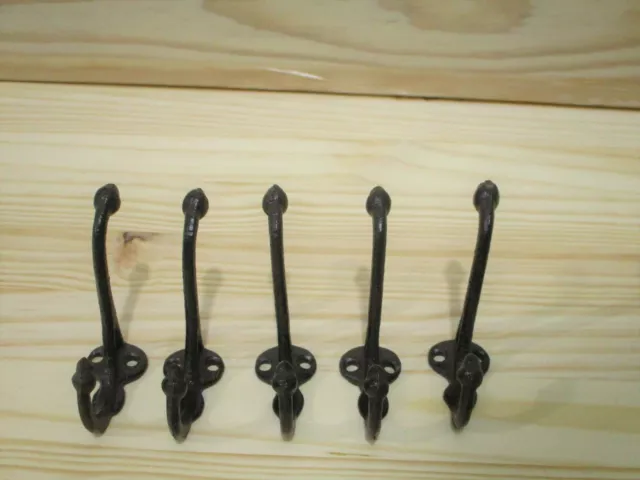 5 RUSTIC COAT HOOKS HAT ENTRY WAY HALL TREE KEYS STORAGE Hardware CAST IRON 3