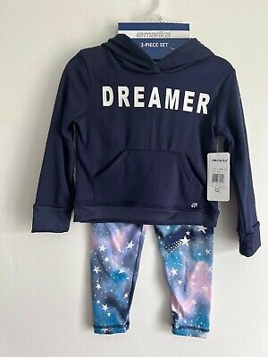 Marika Girls Graphic Hoodie and Legging, 2-Piece Outfit Set  Blue Color