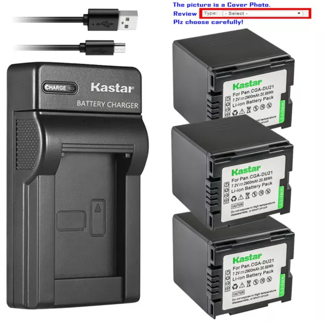 Kastar Battery Slim Charger for Panasonic CGA-DU21 CGR-DU21 & NV-GS300 NV-GS308